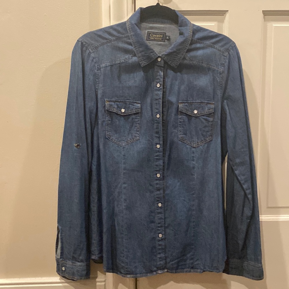 Cavalini denim button down shirt
